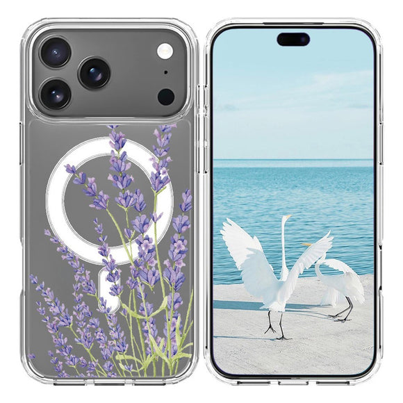EIDERWOOD iPhone 17 Pro Max Hybrid Plastik Cover – MagSafe Kompatibel – Lavendelblomster