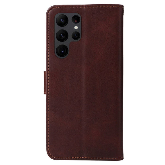 Samsung Galaxy S23 Ultra Læder Cover m. Pung og Strop - Brun