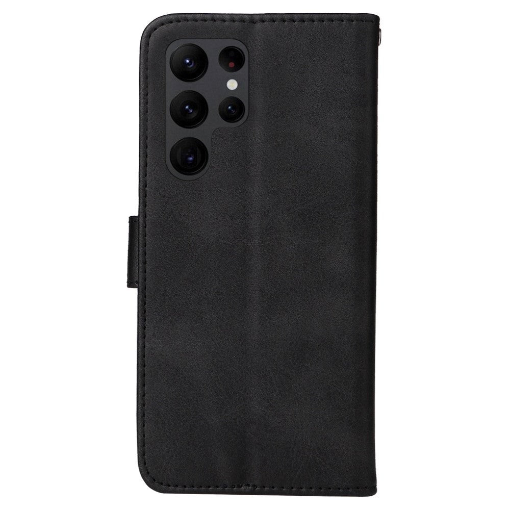 Samsung Galaxy S23 Ultra Læder Cover m. Pung og Strop - Sort