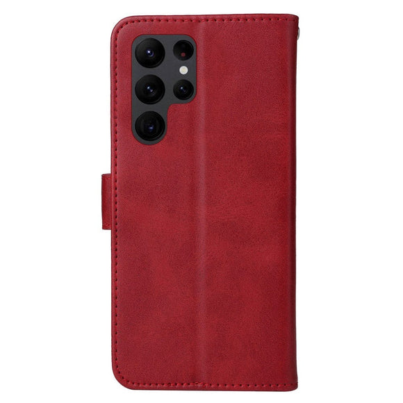 Samsung Galaxy S23 Ultra Læder Cover m. Pung og Strop - Rød