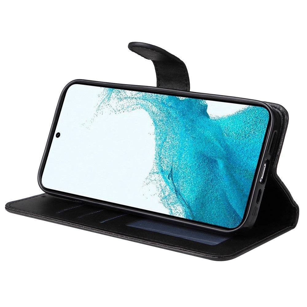 Samsung Galaxy S23 Læder Cover m. Pung og Strop - Sort