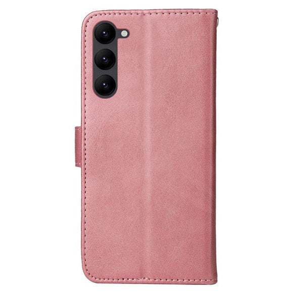 Samsung Galaxy S23 Læder Cover m. Pung og Strop - Lyserød