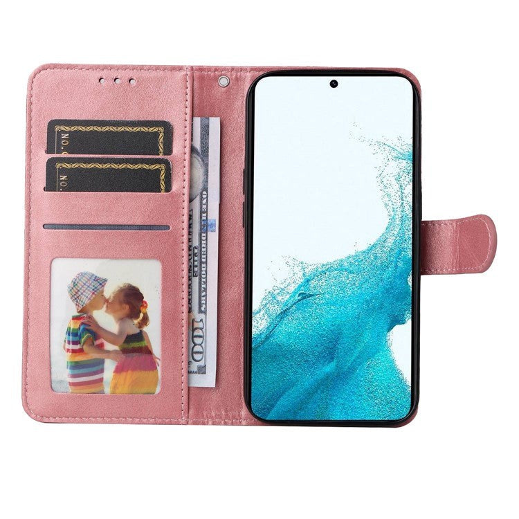 Samsung Galaxy S23 Læder Cover m. Pung og Strop - Lyserød