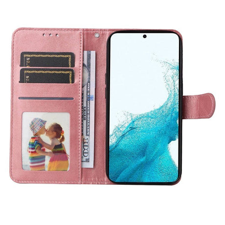 Samsung Galaxy S23 Læder Cover m. Pung og Strop - Lyserød