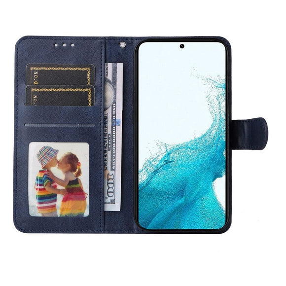 Samsung Galaxy S23 Læder Cover m. Pung og Strop - Blå