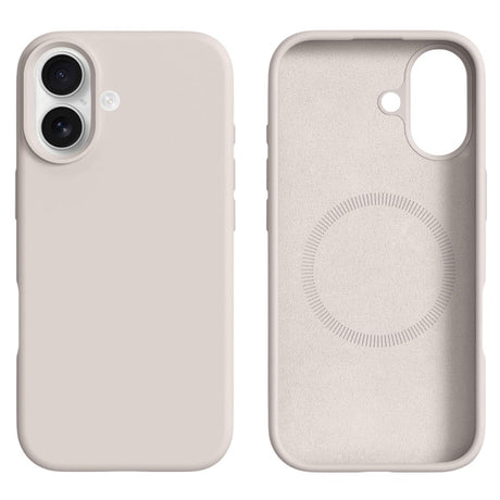 iPhone 16 2-i-1 Silikone & Hård Plast Cover - MagSafe Kompatibel - Beige