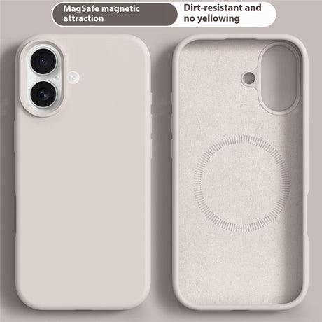 iPhone 16 2-i-1 Silikone & Hård Plast Cover - MagSafe Kompatibel - Beige