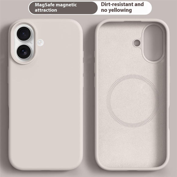 iPhone 16 2-i-1 Silikone & Hård Plast Cover - MagSafe Kompatibel - Beige