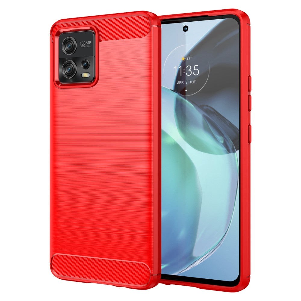 Motorola G72 Brushed Carbon Cover - Rød