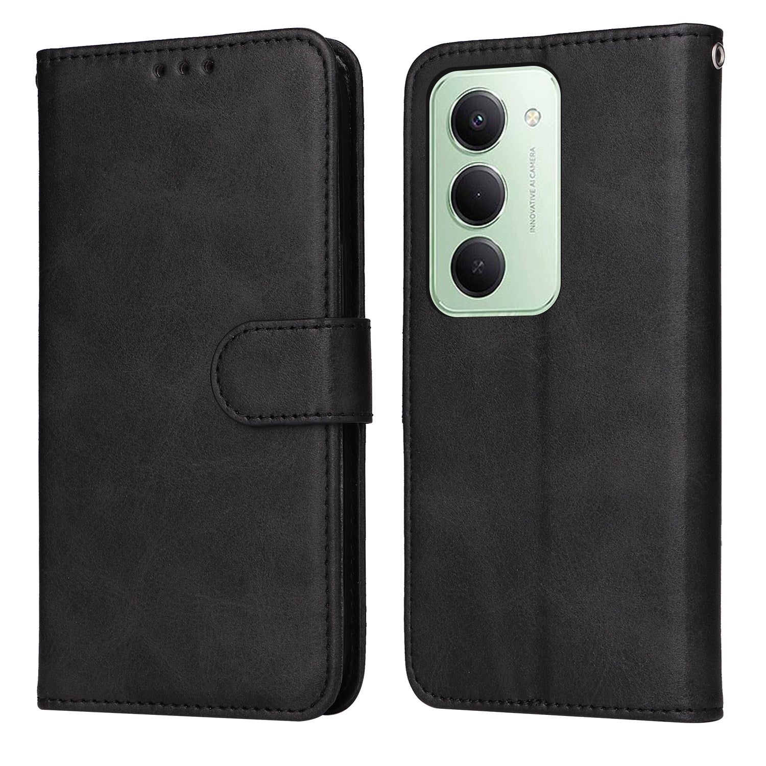 Xiaomi Redmi 15 (4G) EIDERWOOD Kunstlæder Flip Cover m. Kortholder & Strop - Sort