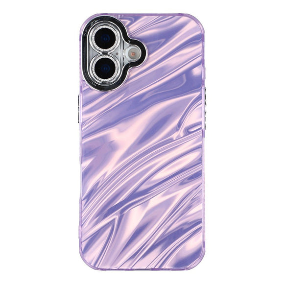 EIDERWOOD iPhone 17 Hybrid Plastik Cover m. Indbygget Kameralinsebeskyttelse - Bølget Mønster / Lilla