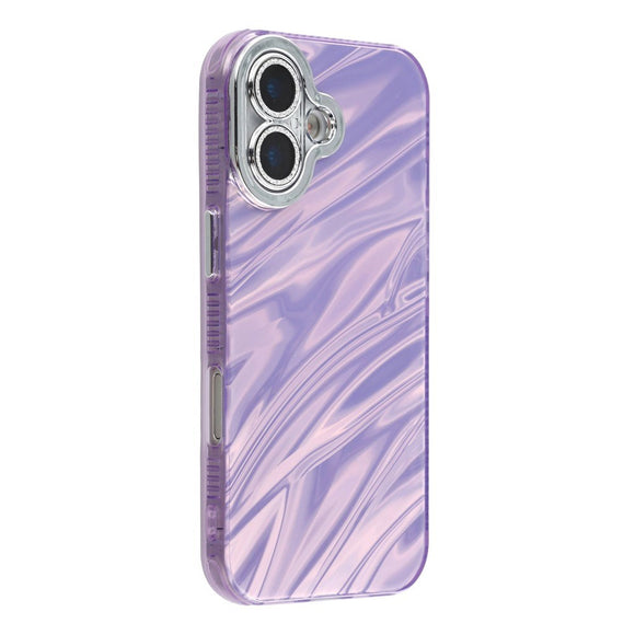 EIDERWOOD iPhone 17 Hybrid Plastik Cover m. Indbygget Kameralinsebeskyttelse - Bølget Mønster / Lilla