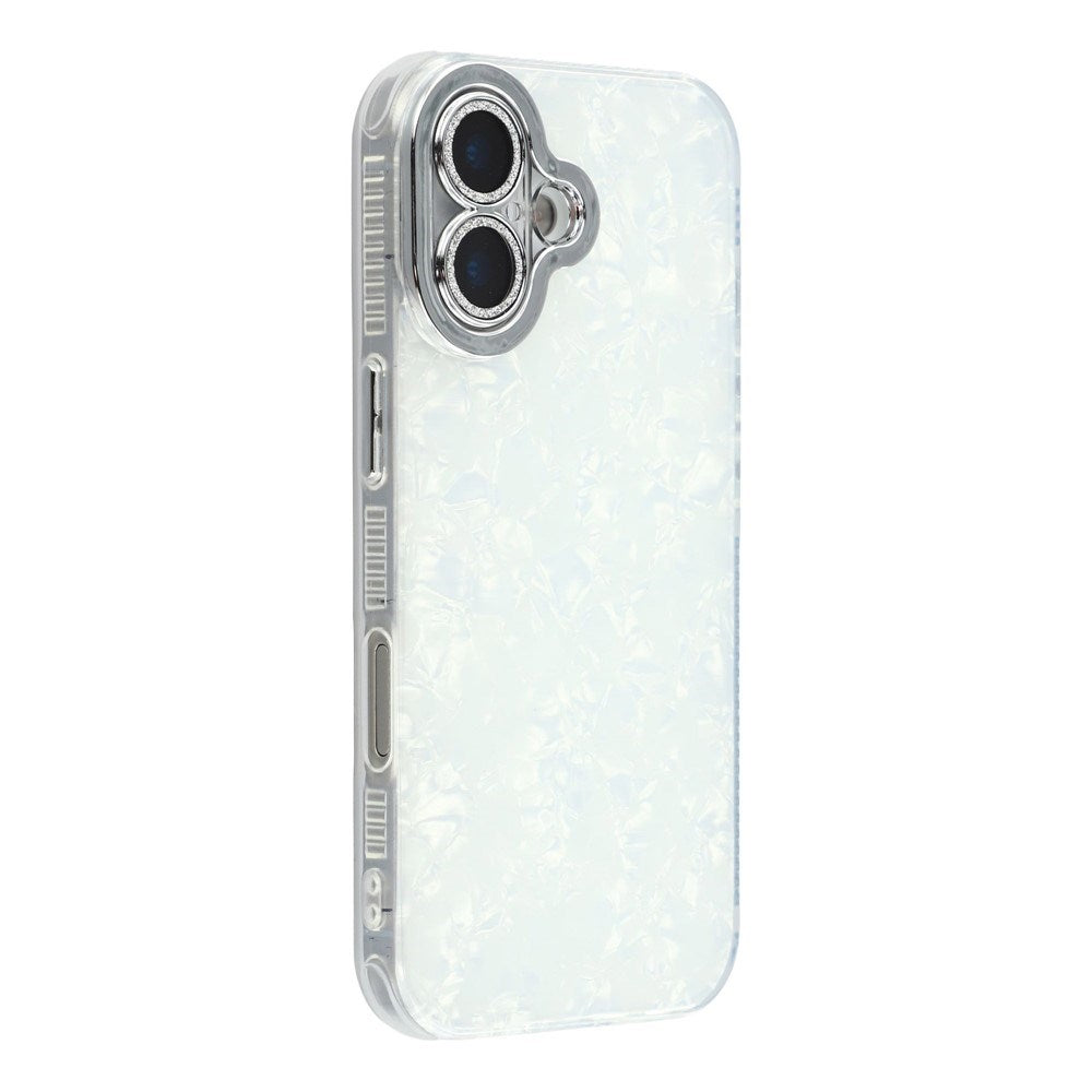 EIDERWOOD iPhone 17 Hybrid Plastik Cover m. Indbygget Kameralinsebeskyttelse - Perlemorsmønster / Hvid