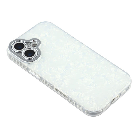 EIDERWOOD iPhone 17 Hybrid Plastik Cover m. Indbygget Kameralinsebeskyttelse - Perlemorsmønster / Hvid