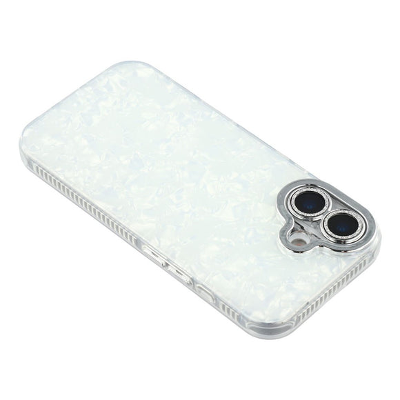 EIDERWOOD iPhone 17 Hybrid Plastik Cover m. Indbygget Kameralinsebeskyttelse - Perlemorsmønster / Hvid