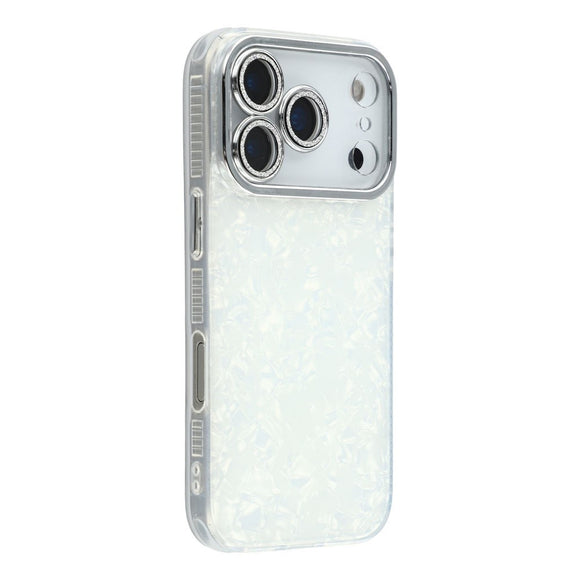 EIDERWOOD iPhone 17 Pro Hybrid Plastik Cover m. Indbygget Kameralinsebeskyttelse - Perlemorsmønster / Hvid