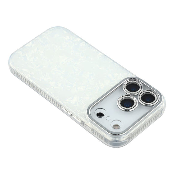 EIDERWOOD iPhone 17 Pro Hybrid Plastik Cover m. Indbygget Kameralinsebeskyttelse - Perlemorsmønster / Hvid