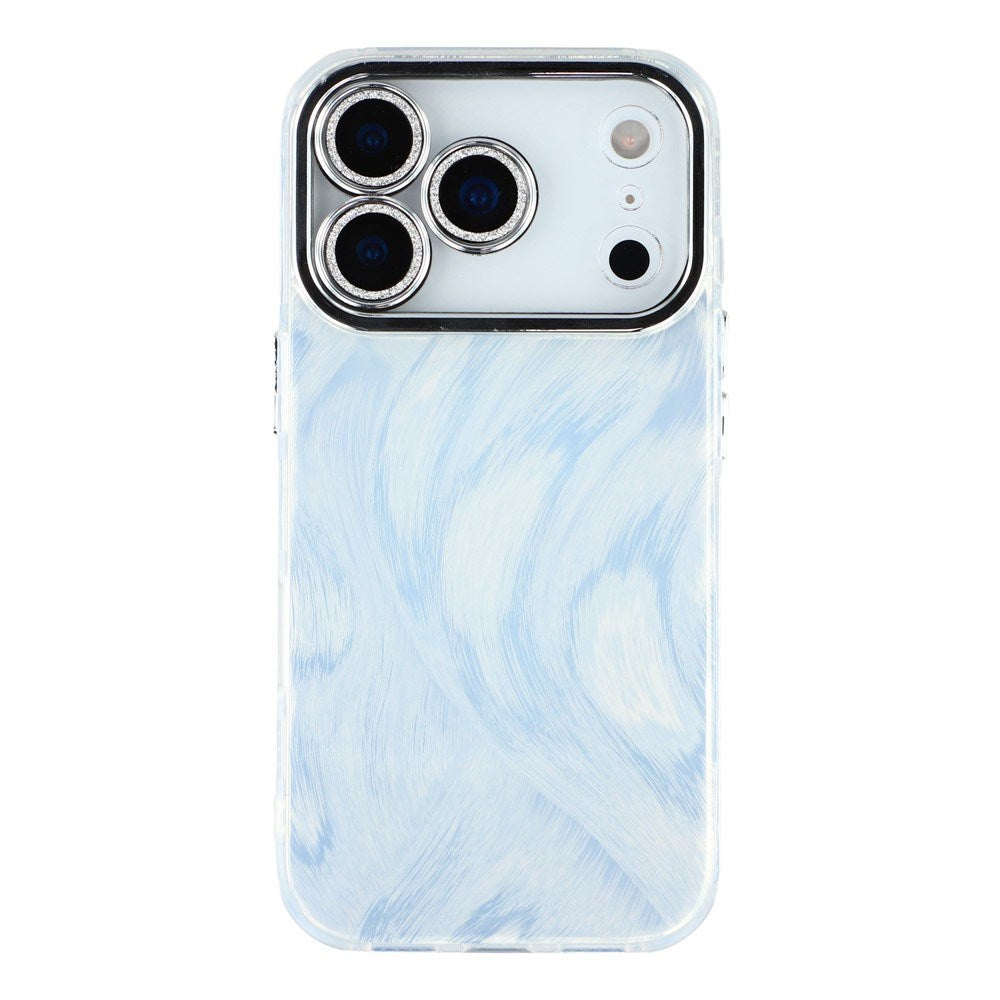 EIDERWOOD iPhone 17 Pro Hybrid Plastik Cover m. Indbygget Kameralinsebeskyttelse - Penselstrøgsmønster / Sølv