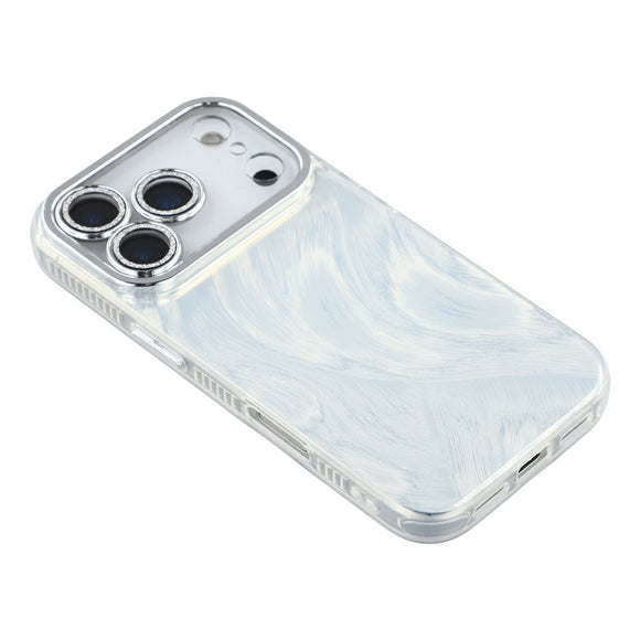 EIDERWOOD iPhone 17 Pro Hybrid Plastik Cover m. Indbygget Kameralinsebeskyttelse - Penselstrøgsmønster / Sølv