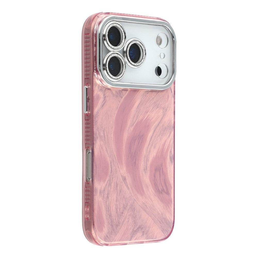 EIDERWOOD iPhone 17 Pro Hybrid Plastik Cover m. Indbygget Kameralinsebeskyttelse - Penselstrøgsmønster / Lyserød