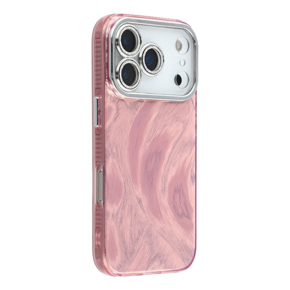 EIDERWOOD iPhone 17 Pro Hybrid Plastik Cover m. Indbygget Kameralinsebeskyttelse - Penselstrøgsmønster / Lyserød