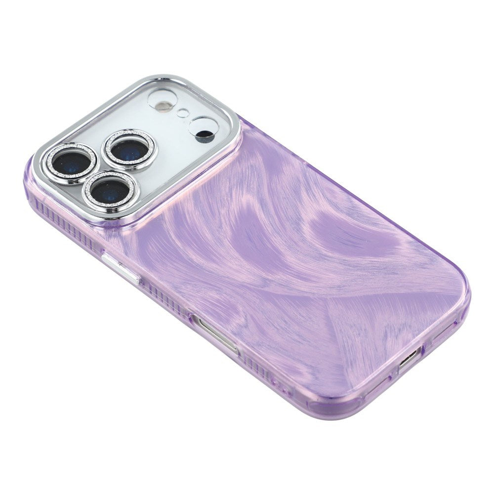 EIDERWOOD iPhone 17 Pro Hybrid Plastik Cover m. Indbygget Kameralinsebeskyttelse - Penselstrøgsmønster / Lilla