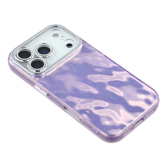 EIDERWOOD iPhone 17 Pro Hybrid Plastik Cover m. Indbygget Kameralinsebeskyttelse - Rynket Mønster / Lilla