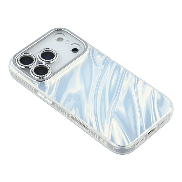 EIDERWOOD iPhone 17 Pro Max Hybrid Plastik Cover m. Indbygget Kameralinsebeskyttelse - Bølget Mønster / Sølv