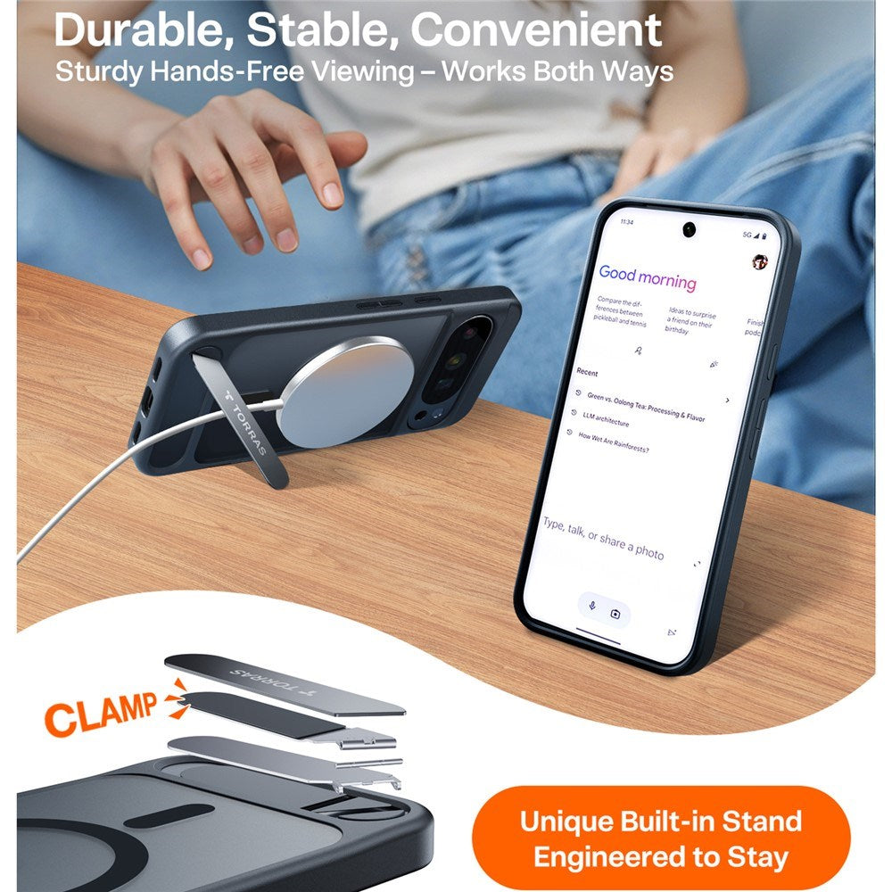 Google Pixel 10 Pro XL TORRAS Ostand L1 Hybrid Cover m. Kickstand - MagSafe Kompatibel - Sort