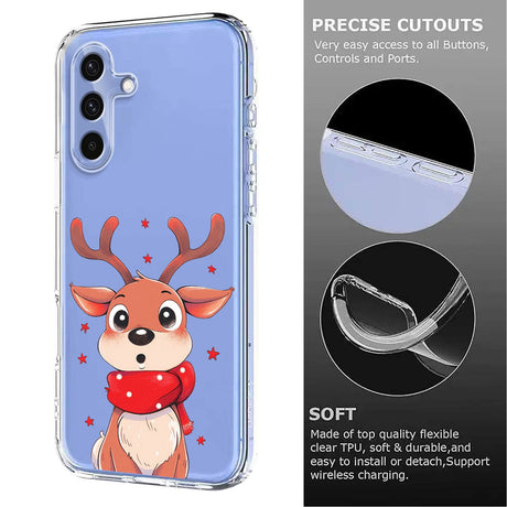EIDERWOOD Samsung Galaxy A56 (5G) Fleksibelt Plastik Julecover m. Motiv - Gennemsigtig / Rensdyr