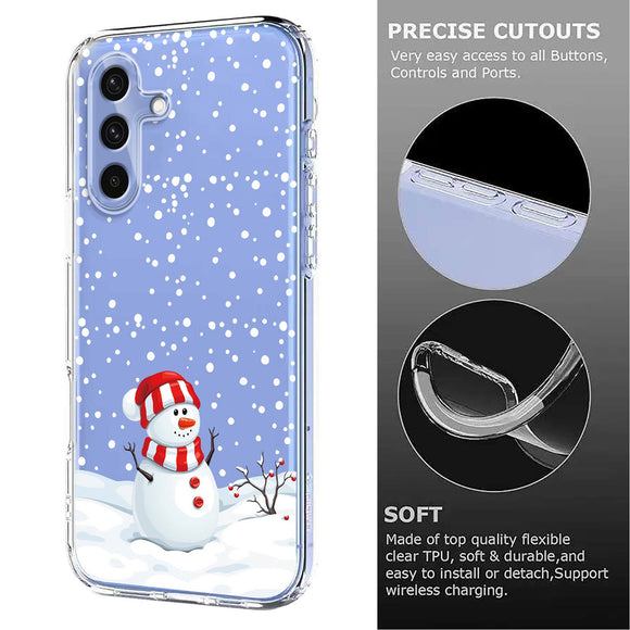 EIDERWOOD Samsung Galaxy A56 (5G) Fleksibelt Plastik Julecover m. Motiv - Gennemsigtig / Snemand