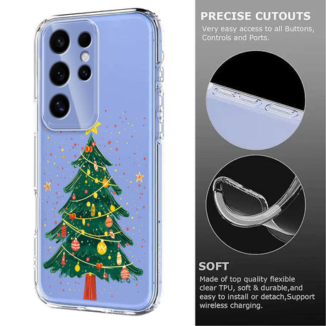 EIDERWOOD Samsung Galaxy S25 Ultra Fleksibelt Plastik Julecover m. Motiv - Gennemsigtig / Juletræ
