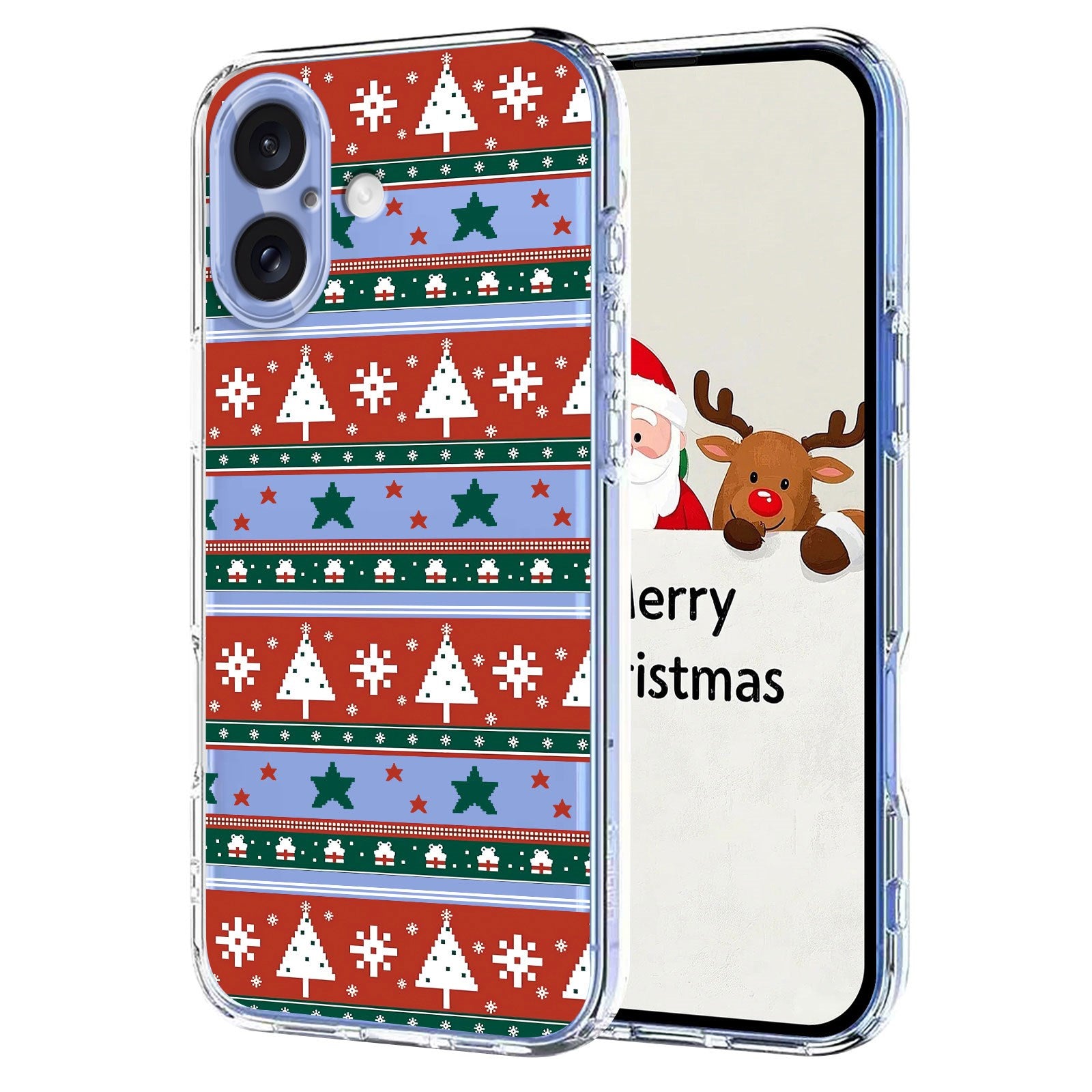 EIDERWOOD iPhone 16 Fleksibelt Plastik Julecover m. Motiv - Gennemsigtig / Mønster