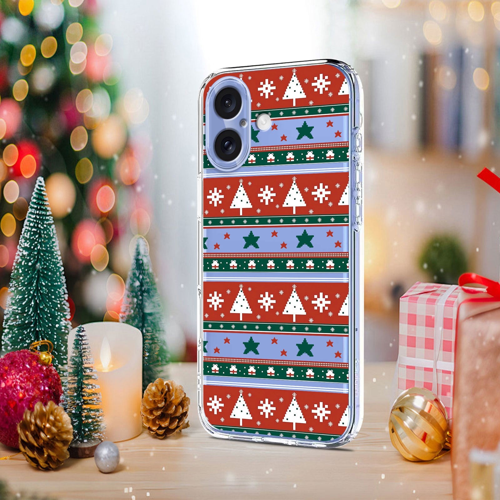 EIDERWOOD iPhone 16 Fleksibelt Plastik Julecover m. Motiv - Gennemsigtig / Mønster