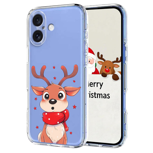 EIDERWOOD iPhone 16 Fleksibelt Plastik Julecover m. Motiv - Gennemsigtig / Rensdyr