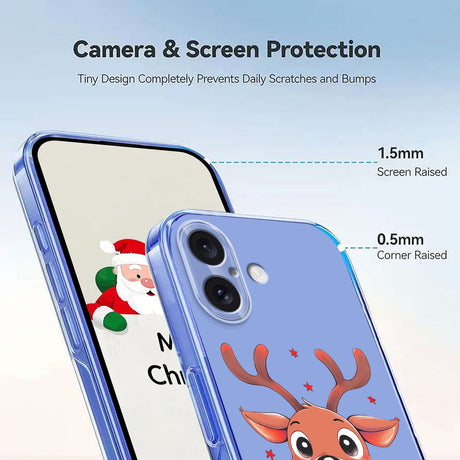 EIDERWOOD iPhone 16 Fleksibelt Plastik Julecover m. Motiv - Gennemsigtig / Rensdyr
