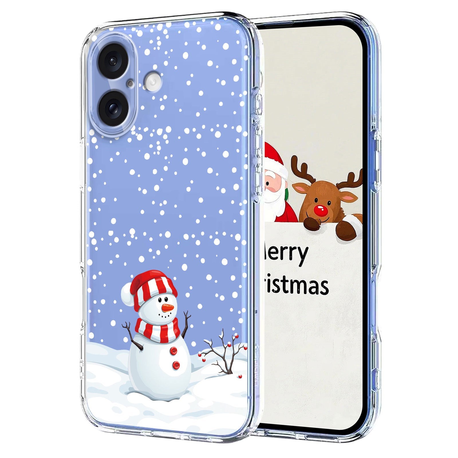 EIDERWOOD iPhone 16 Fleksibelt Plastik Julecover m. Motiv - Gennemsigtig / Snemand