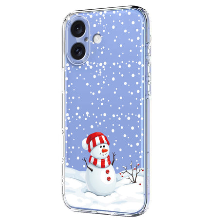 EIDERWOOD iPhone 16 Fleksibelt Plastik Julecover m. Motiv - Gennemsigtig / Snemand