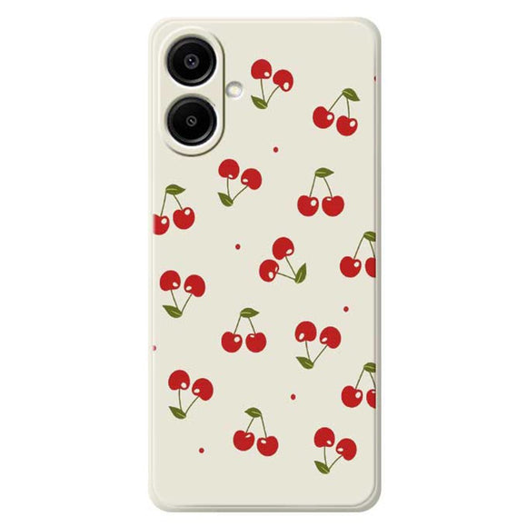 Samsung Galaxy A07 EIDERWOOD Fleksibelt Plastik Cover m. Kirsebærprint - Hvid