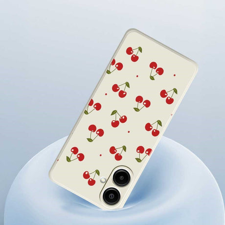Samsung Galaxy A07 EIDERWOOD Fleksibelt Plastik Cover m. Kirsebærprint - Hvid