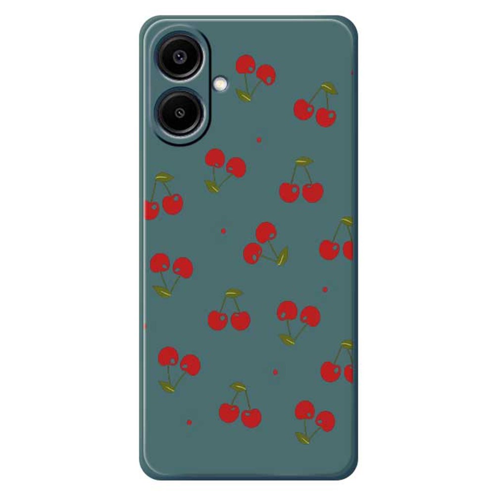 Samsung Galaxy A07 EIDERWOOD Fleksibelt Plastik Cover m. Kirsebærprint - Grøn