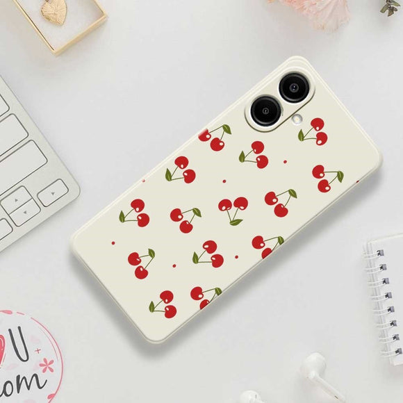 Samsung Galaxy A07 EIDERWOOD Fleksibelt Plastik Cover m. Kirsebærprint - Grøn