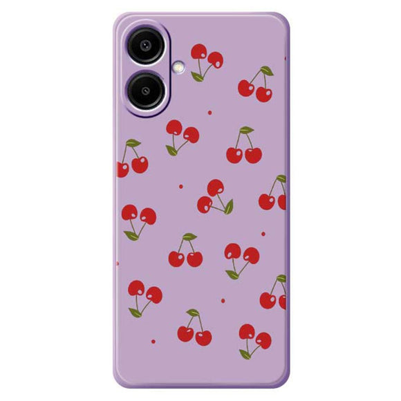 Samsung Galaxy A07 EIDERWOOD Fleksibelt Plastik Cover m. Kirsebærprint - Lilla