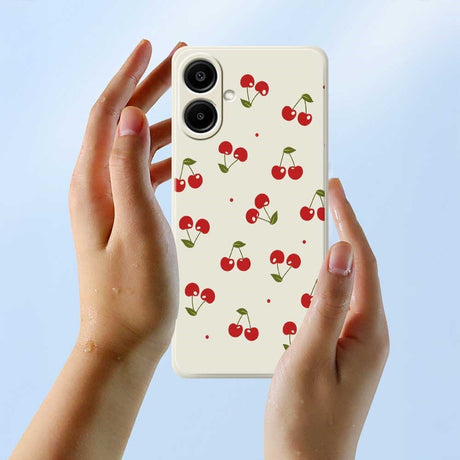 Samsung Galaxy A07 EIDERWOOD Fleksibelt Plastik Cover m. Kirsebærprint - Lilla