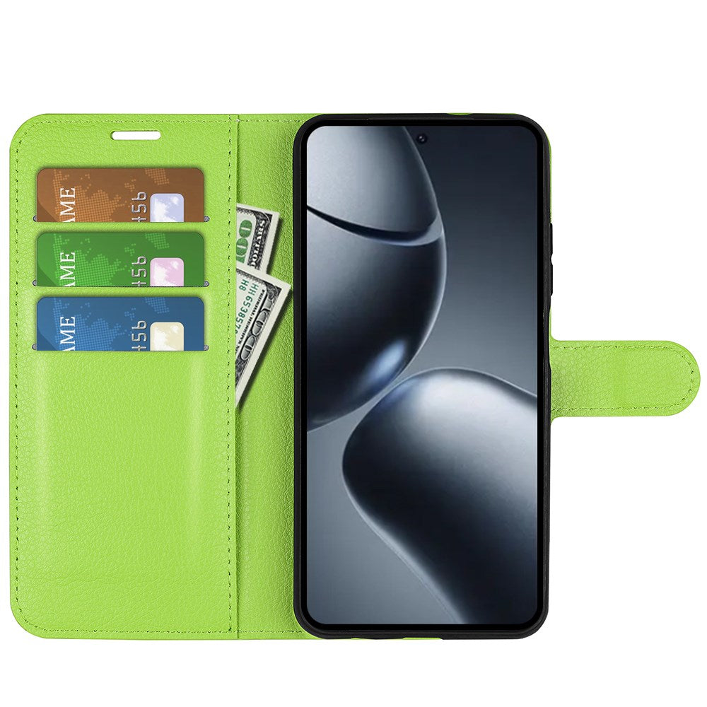 Xiaomi 15T Pro EIDERWOOD Kunstlæder Flipcover m. Kortholder & Ståfunktion - Grøn
