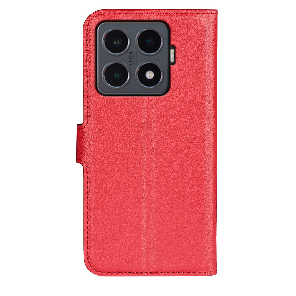 Xiaomi 15T Pro EIDERWOOD Kunstlæder Flipcover m. Kortholder & Ståfunktion - Rød