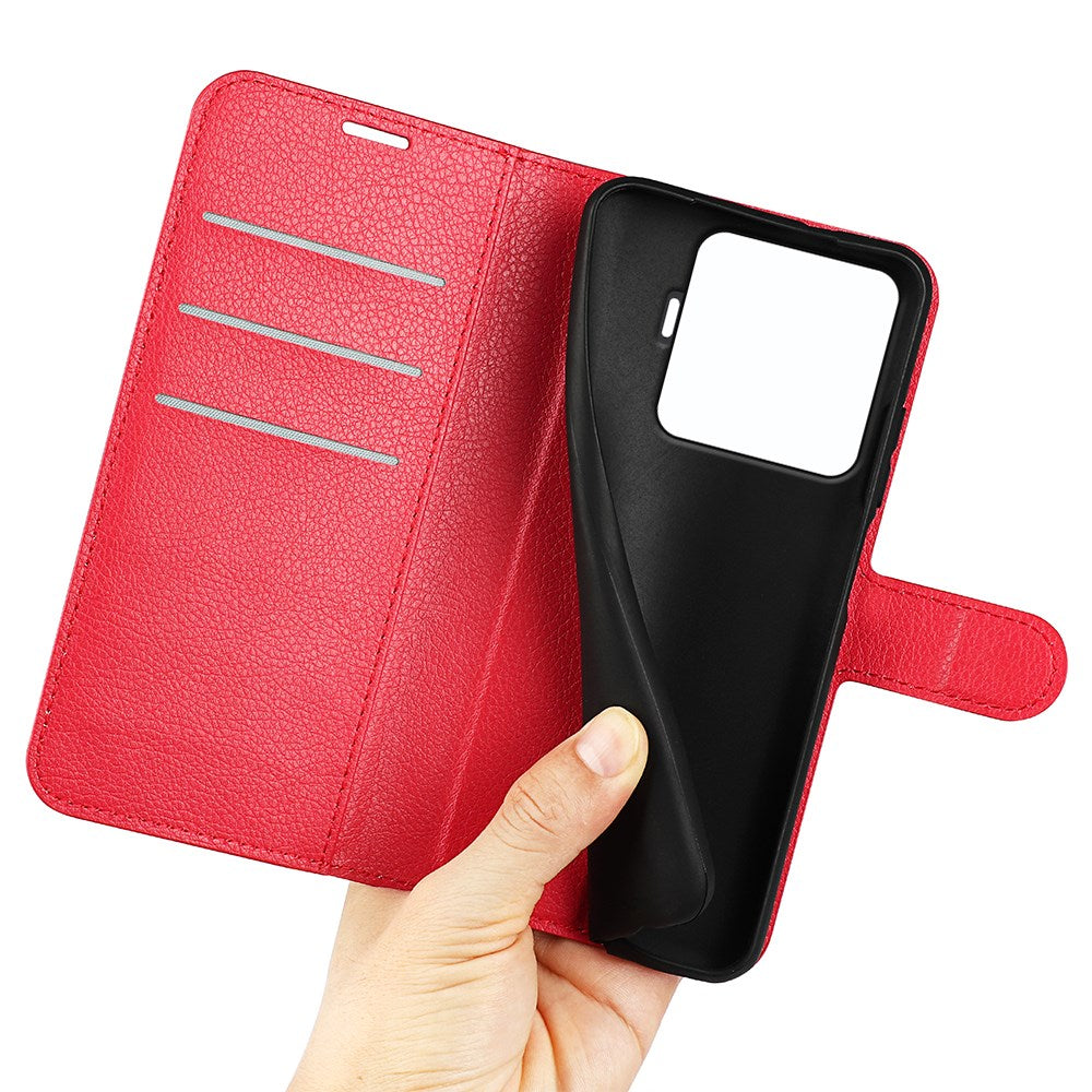 Xiaomi 15T Pro EIDERWOOD Kunstlæder Flipcover m. Kortholder & Ståfunktion - Rød
