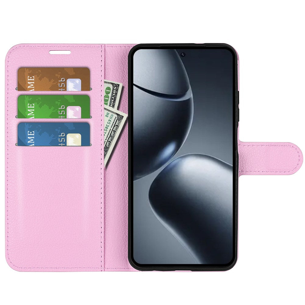 Xiaomi 15T Pro EIDERWOOD Kunstlæder Flipcover m. Kortholder & Ståfunktion - Lyserød