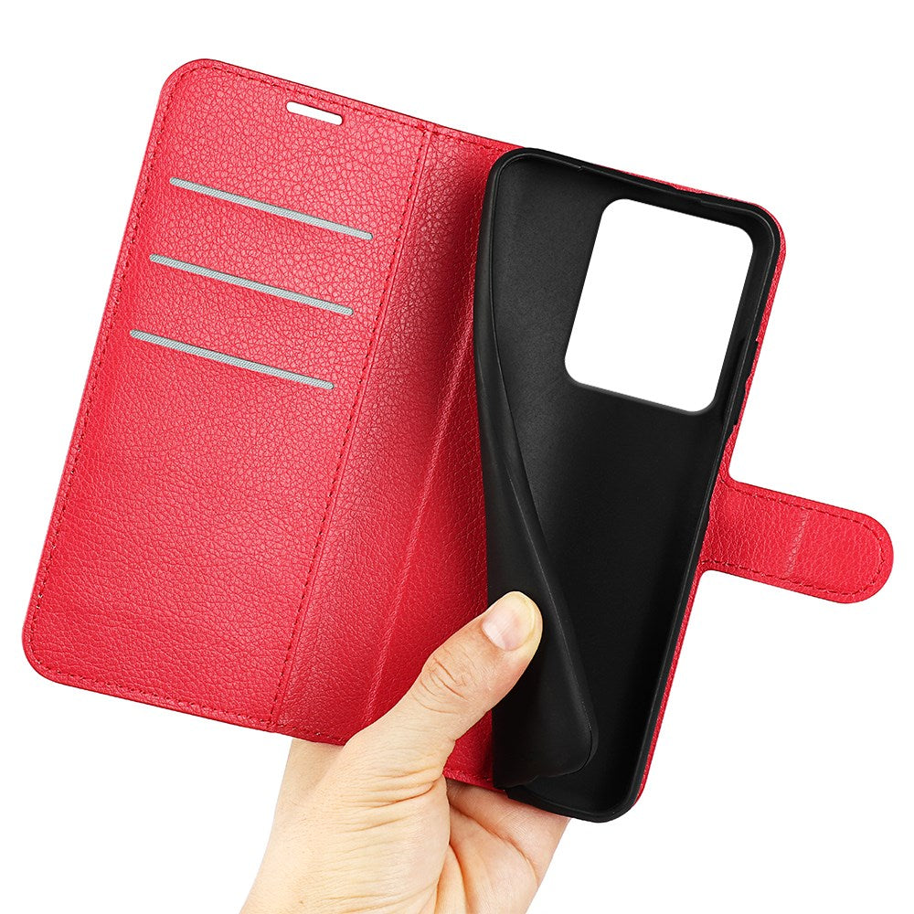 Realme 15 EIDERWOOD Kunstlæder Flipcover m. Kortholder & Ståfunktion - Rød