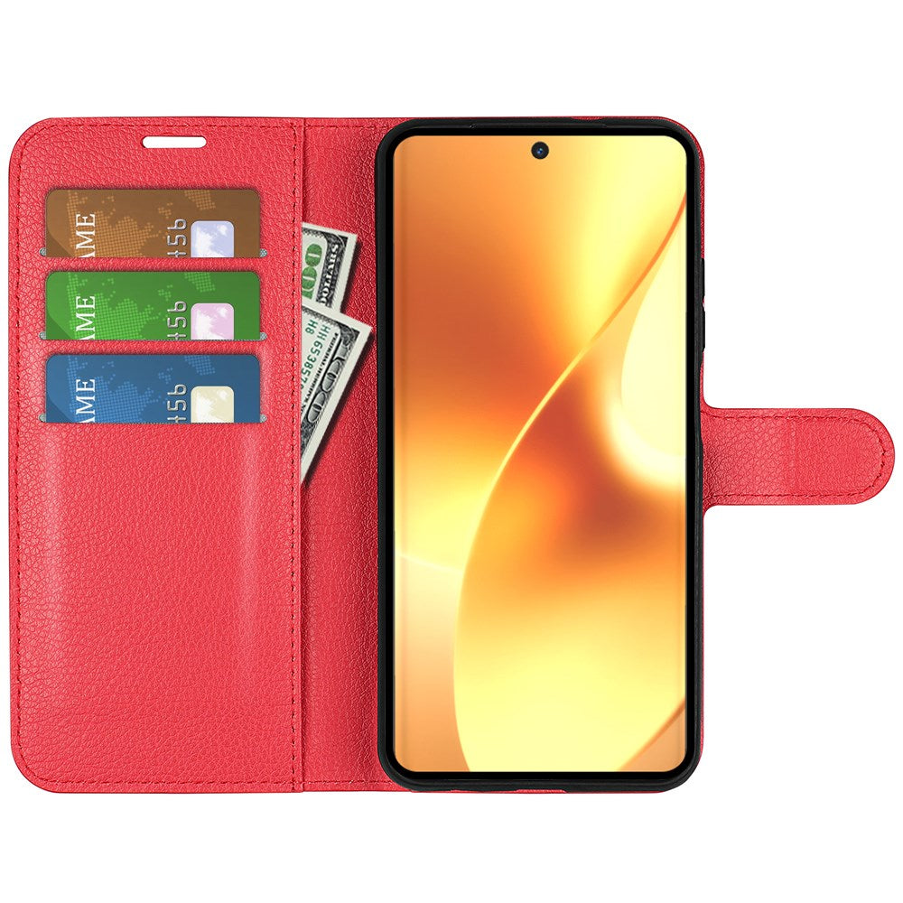 Realme 15 EIDERWOOD Kunstlæder Flipcover m. Kortholder & Ståfunktion - Rød